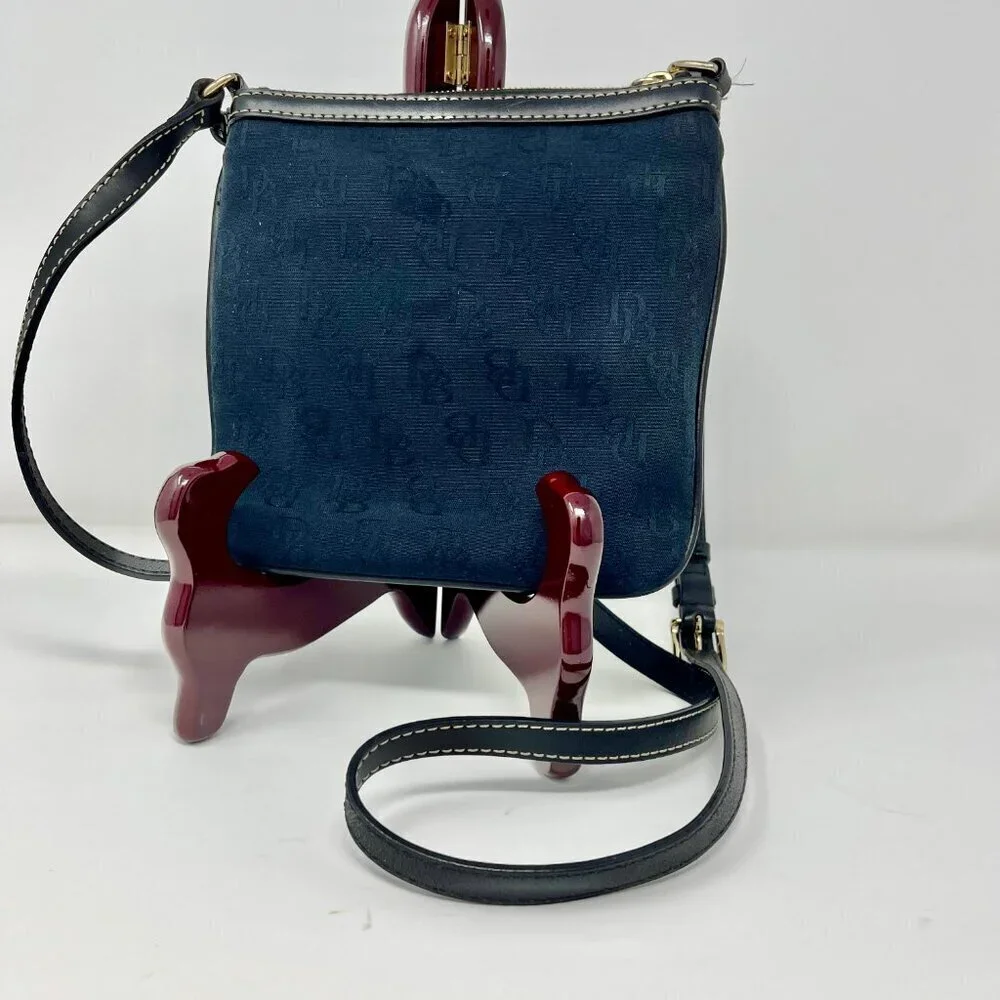 DOONEY & BOURKE Black Crossbody Bag Canvas Leather Trim  Letter Carrier